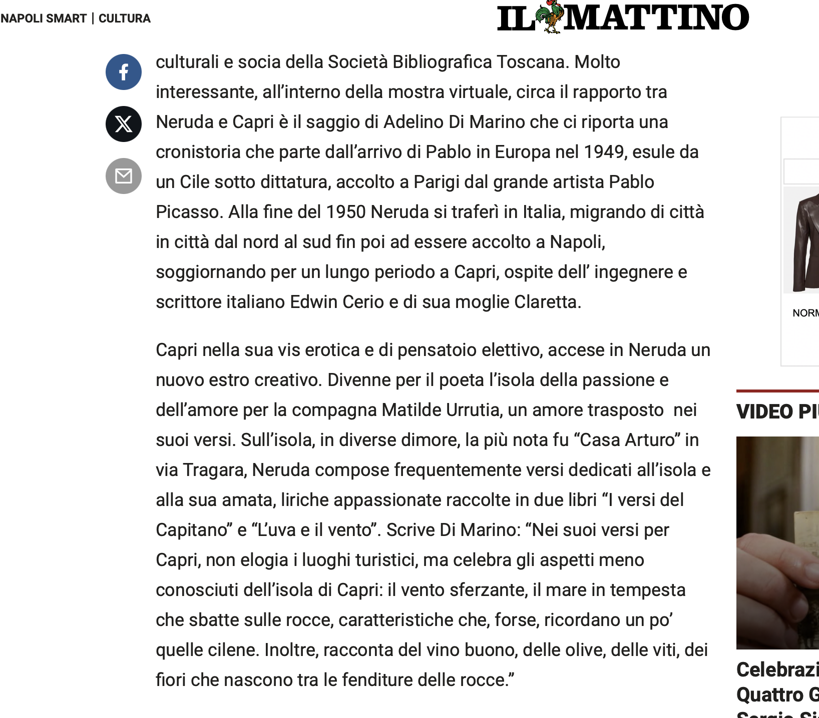 IL MATTINO di Napoli: “Molto interessante il saggio di Adelino Di Marino … “